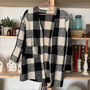 Buffalo Plaid Sweater Coat
